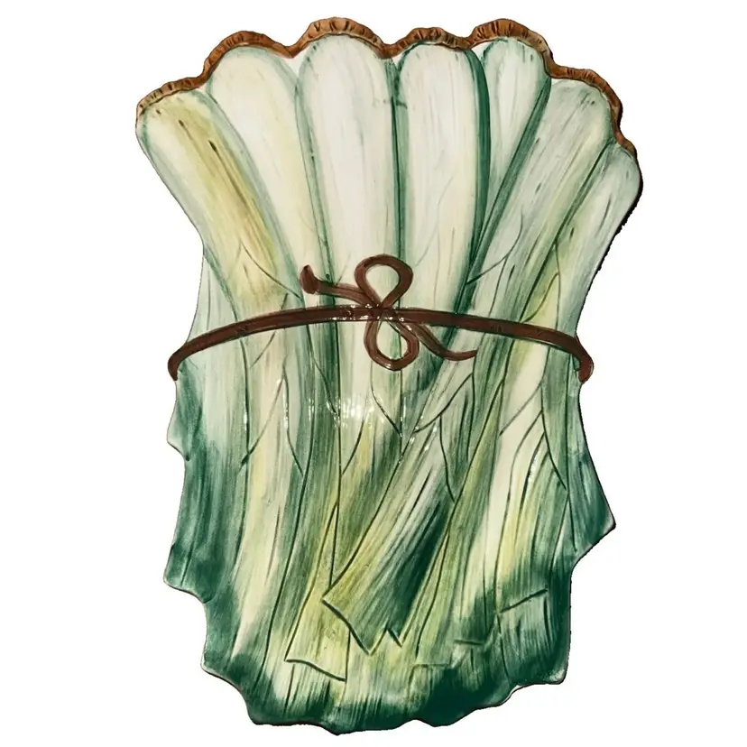 Vintage Italian Leek/Green Onion Design Trivet Made In Italy Ceramiche Leonardo