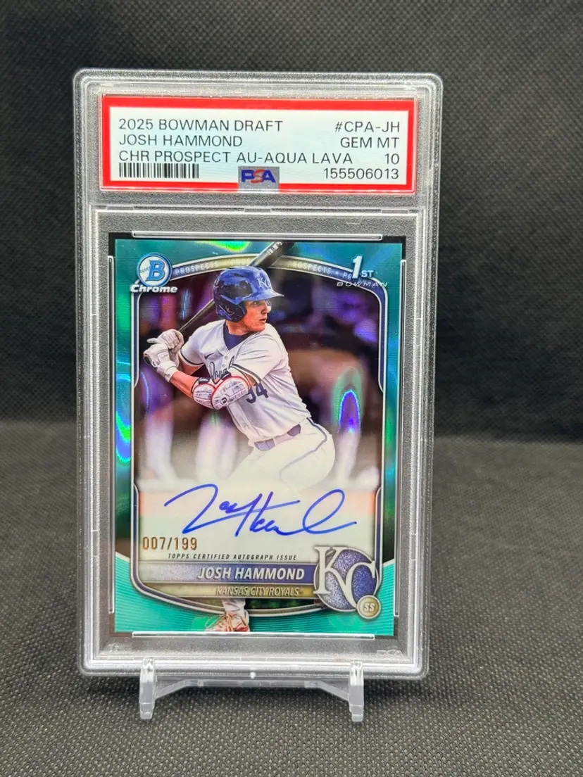 Josh Hammond 2025 Bowman Draft Aqua Lava 1st Bowman Autograph /199 PSA 10