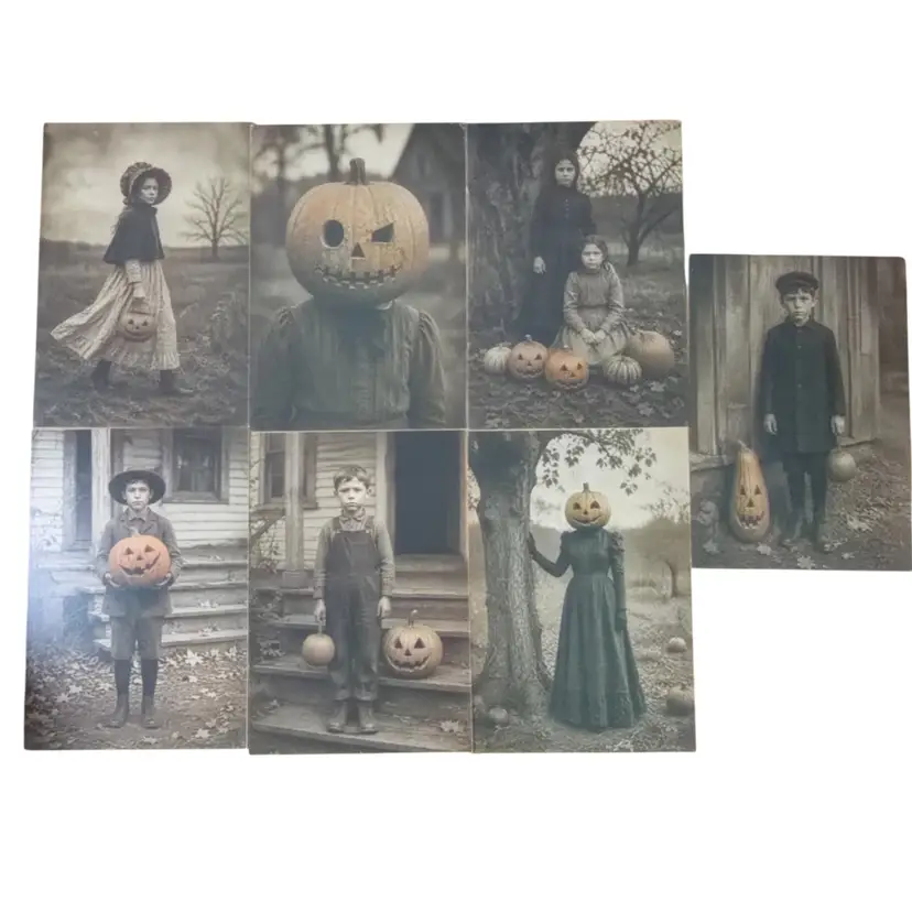 7 Vintage Inspired Halloween Photo Cards 4” x 6”