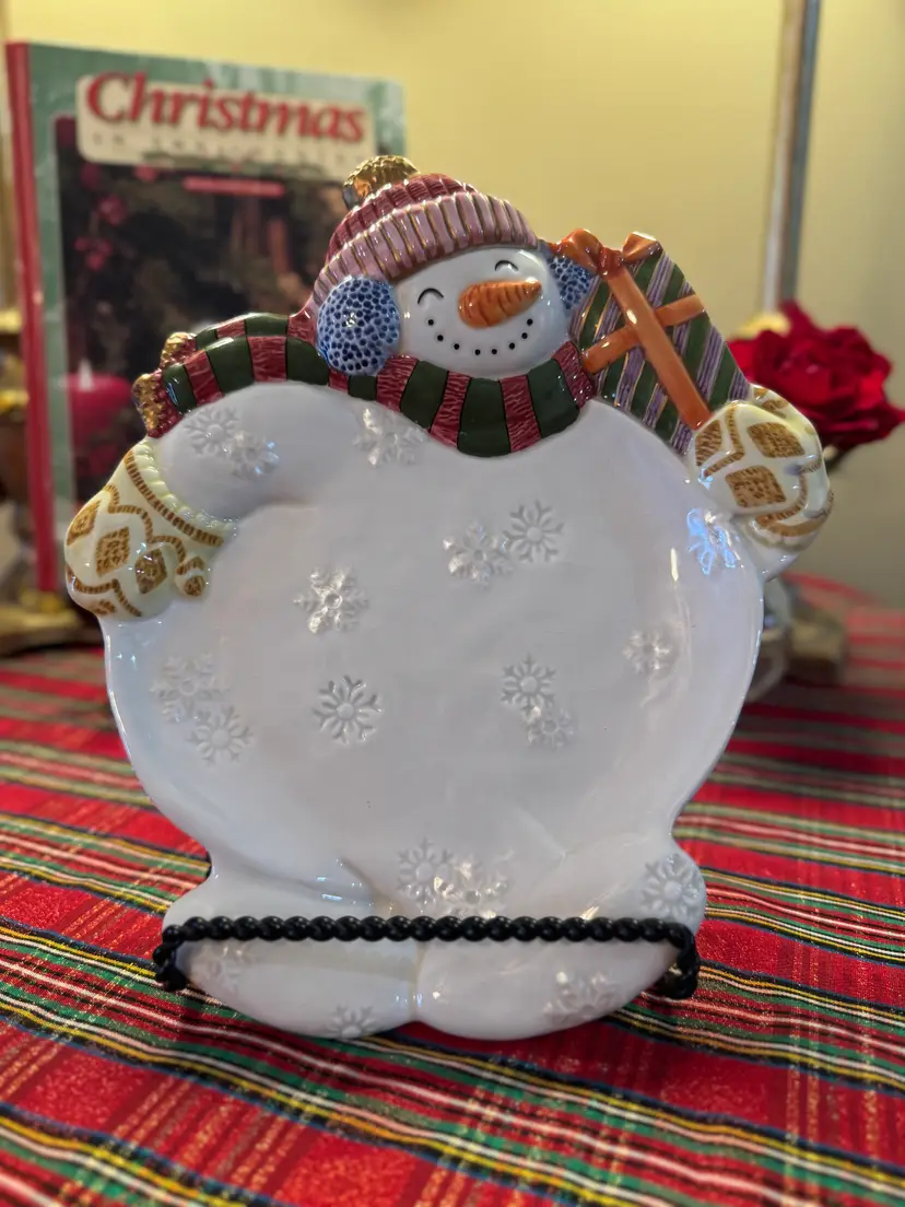 Fitz & Floyd Frosty Folks Snowman Serving Platter-2002