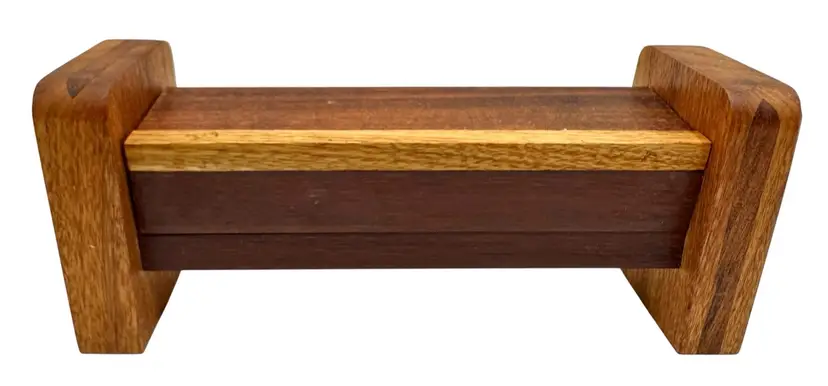 Handmade Wood Trinket Jewelry Box Hinged Lid 8.5 x 2.75 x 3.5”