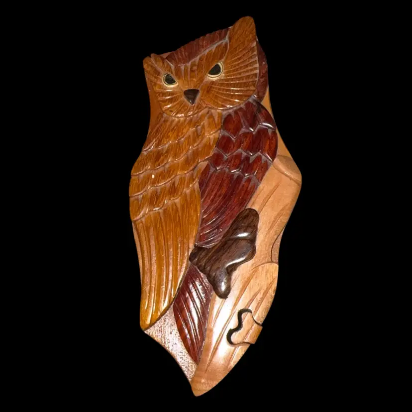Wooden Owl Puzzle Box