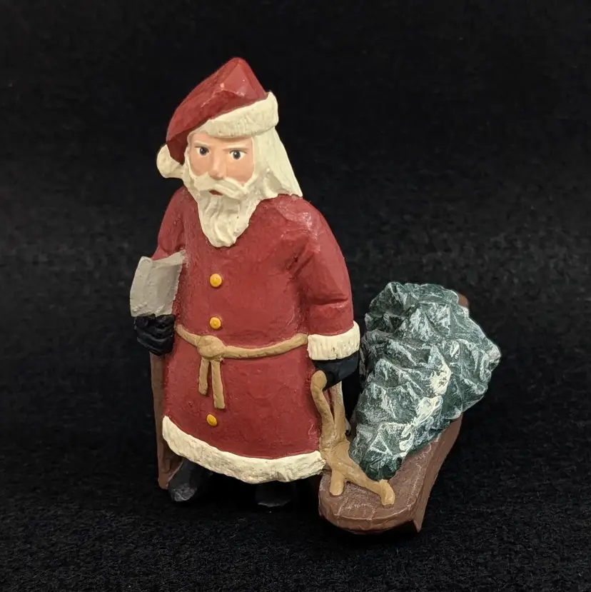 Vintage Carolyn Carpin Santa Pulling Christmas Tree Storybook Collection 1986