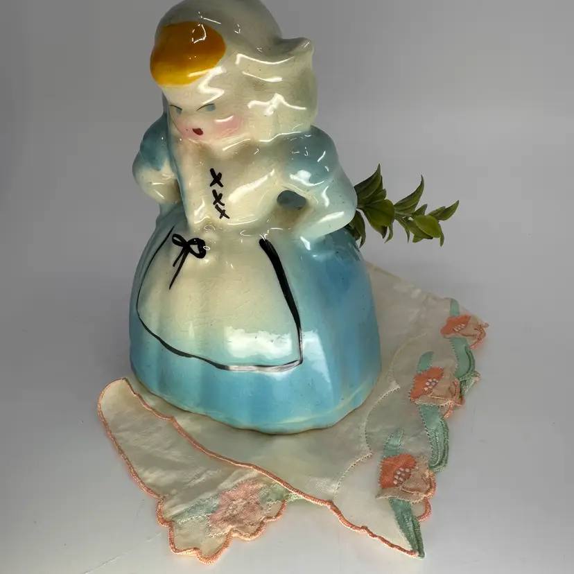 Ceramic 1940s Dutch GIrl Vase Herb Window Planter