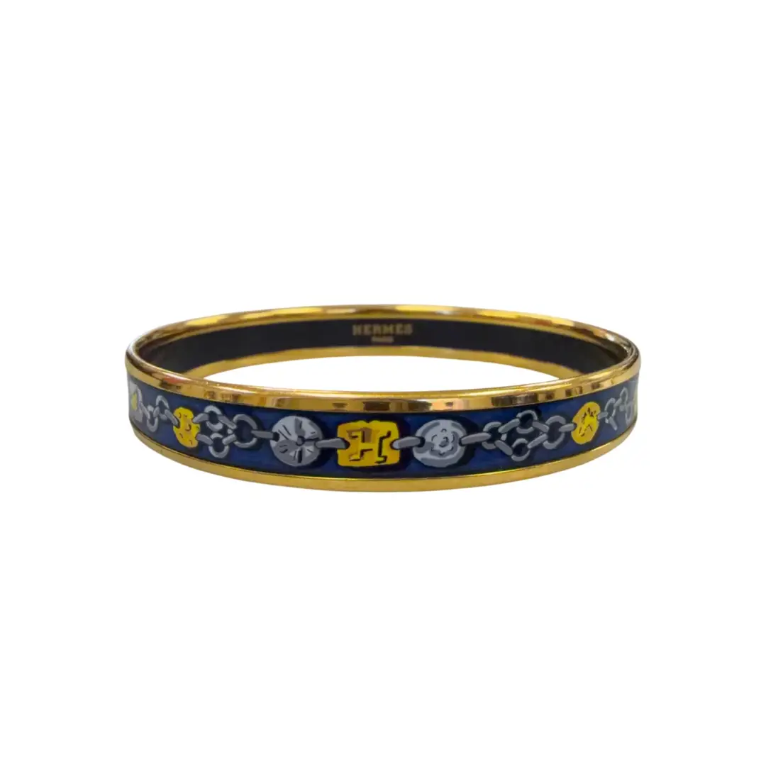 Hermes Enamel GP Navy & Gold Bangle
