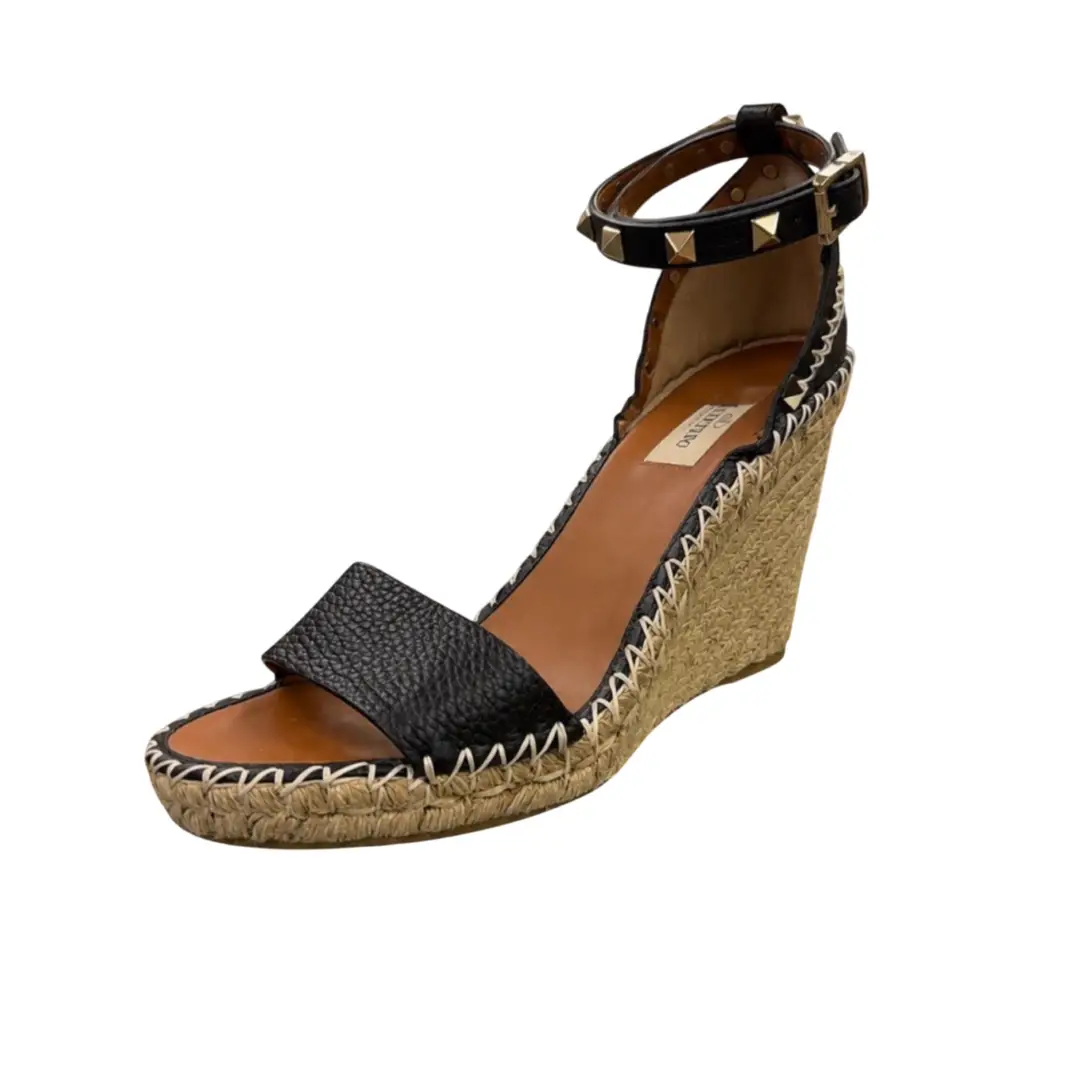 Valentino Rockstud Espadrille Wedge Sz 39