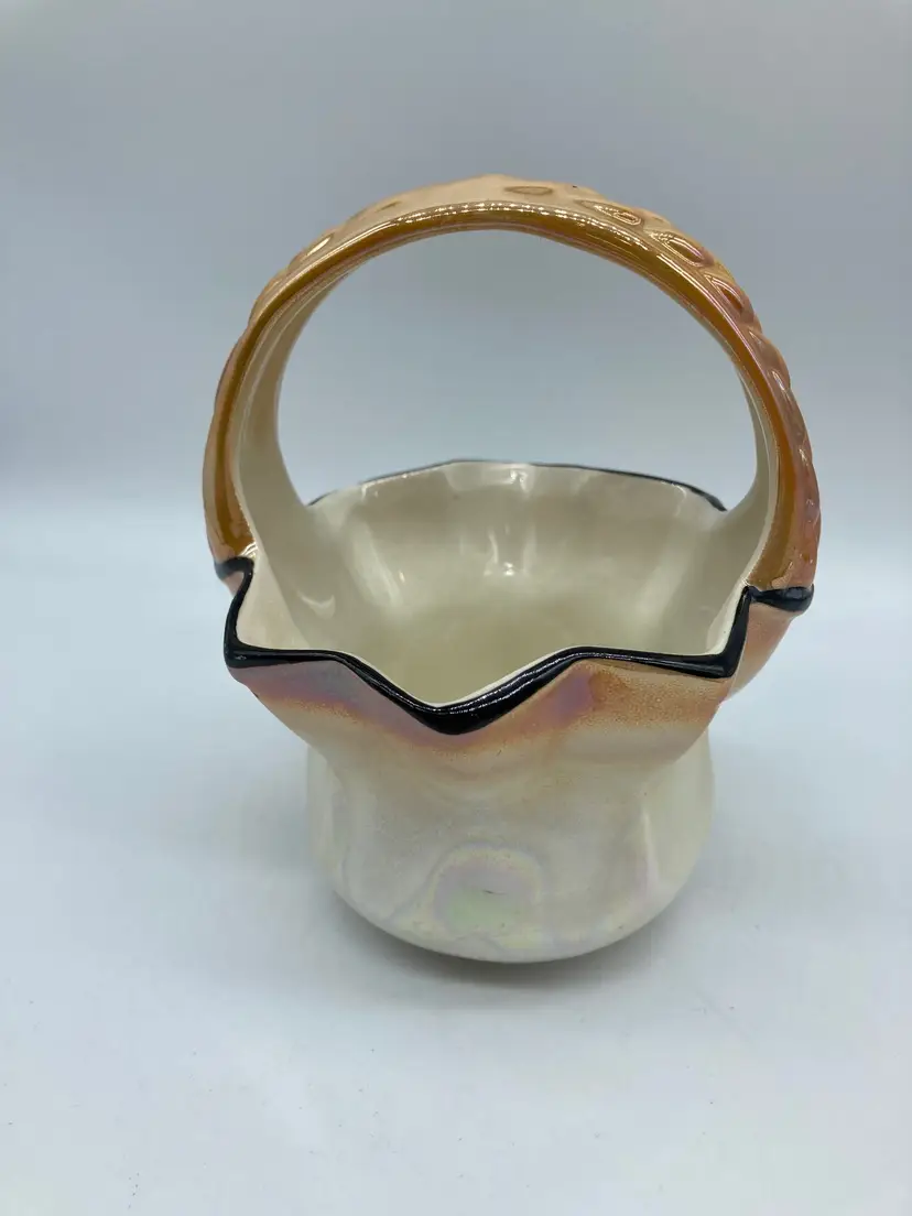 Vntg. Porcelain Basket w/ Handle Made in Czechoslovakia