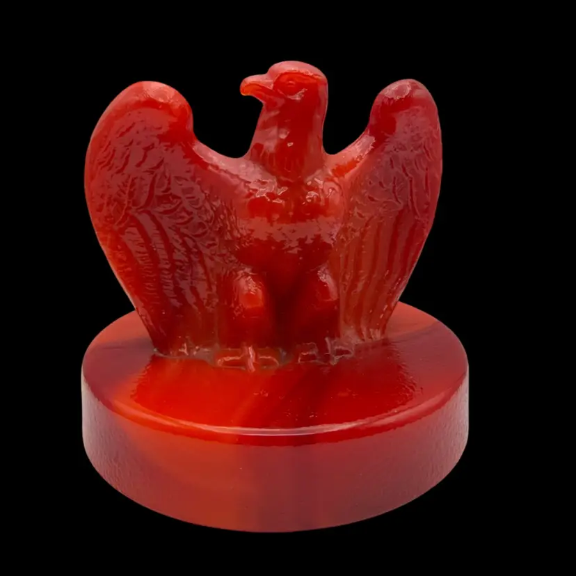 Fenton Bicentennial Leg Glass Cadmium Bicentennial 1976 Eagle Paperweight - GLOWS! 4” Tall