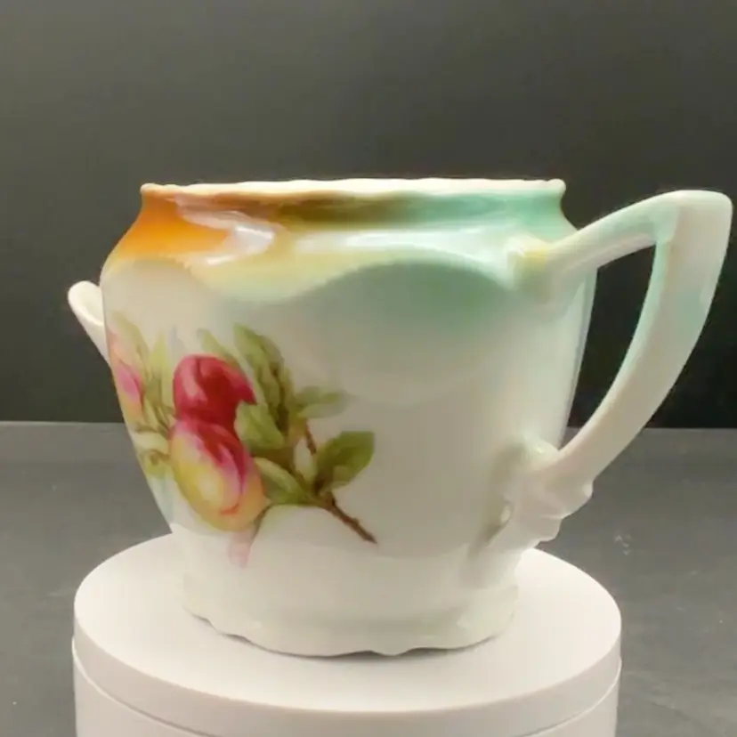 Hand-Painted Peach Shaving Mug | Antique 1880-1910