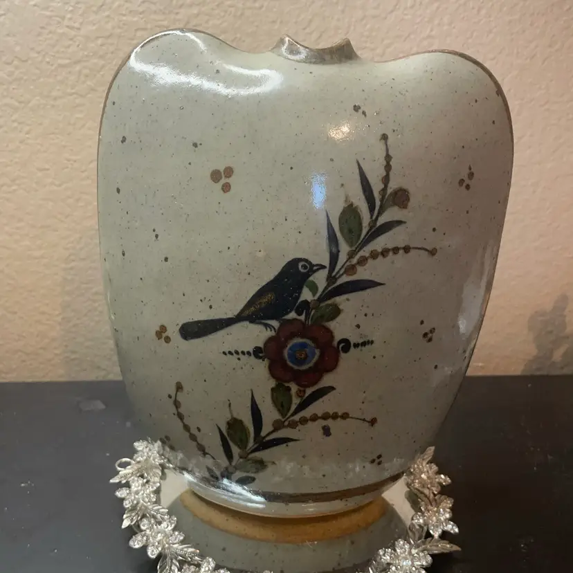 Gorgeous Signed Tonala Mexico Folk Art Bird 10” Vase