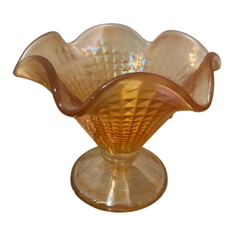 🎉Fenton Carnival Marigold Compote Dish