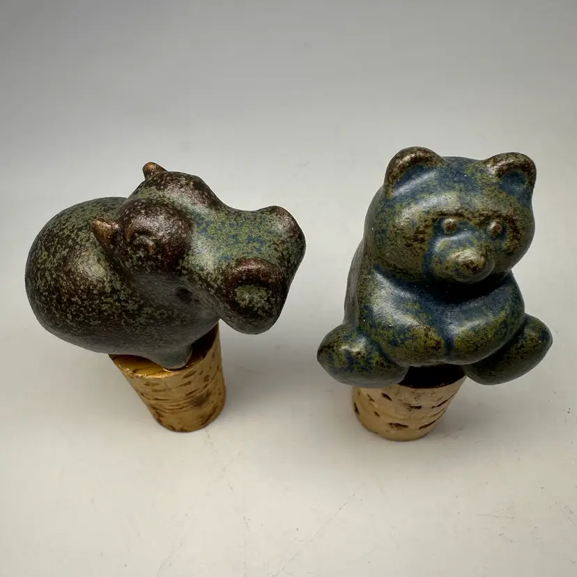 Pottery Bear & Hippo Bottle Tops