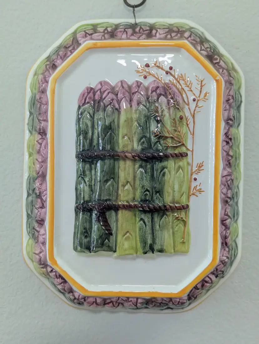 ABC Bassano Italy Ceramic Asparagus Mold Wall Plaque Decor 7x9.5"