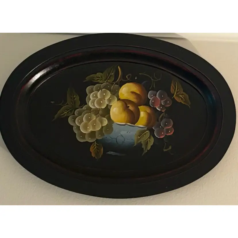 Wooden Tole painted Platter/ tray