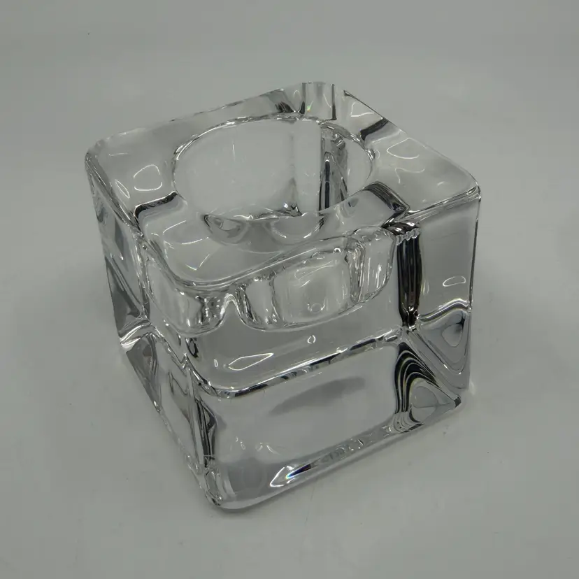 Vintage Orrefors Sweden Ice Cube Crystal Votive Holder 2 3/4”