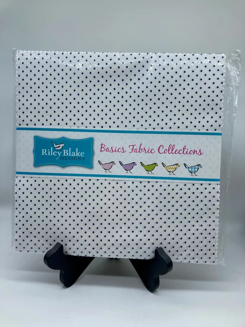 Riley Blake, Multi Girl Swiss Blue Dot Layer Cake 10" Pre-Cut Fabric