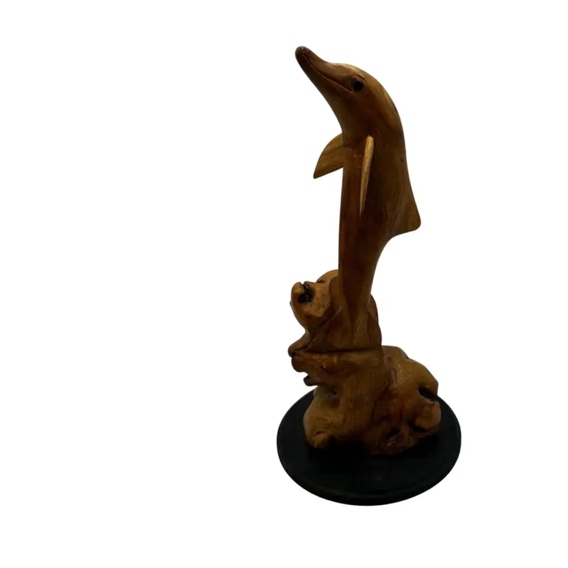 035 Handcrafted  Wooden Dolphin Sculpture