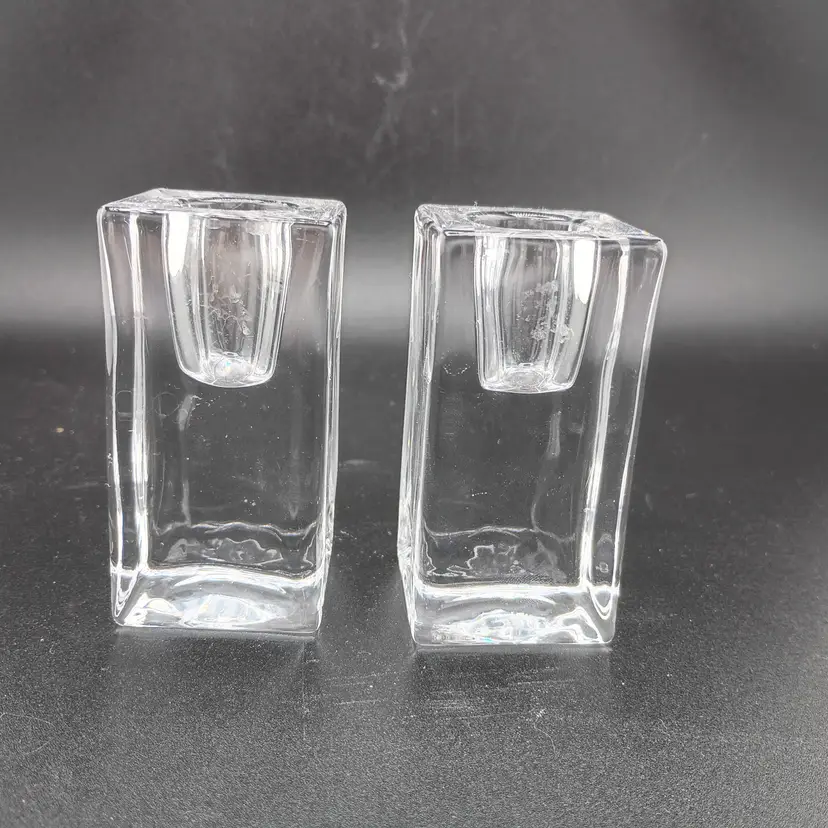 Pair of modern glass candlesticks