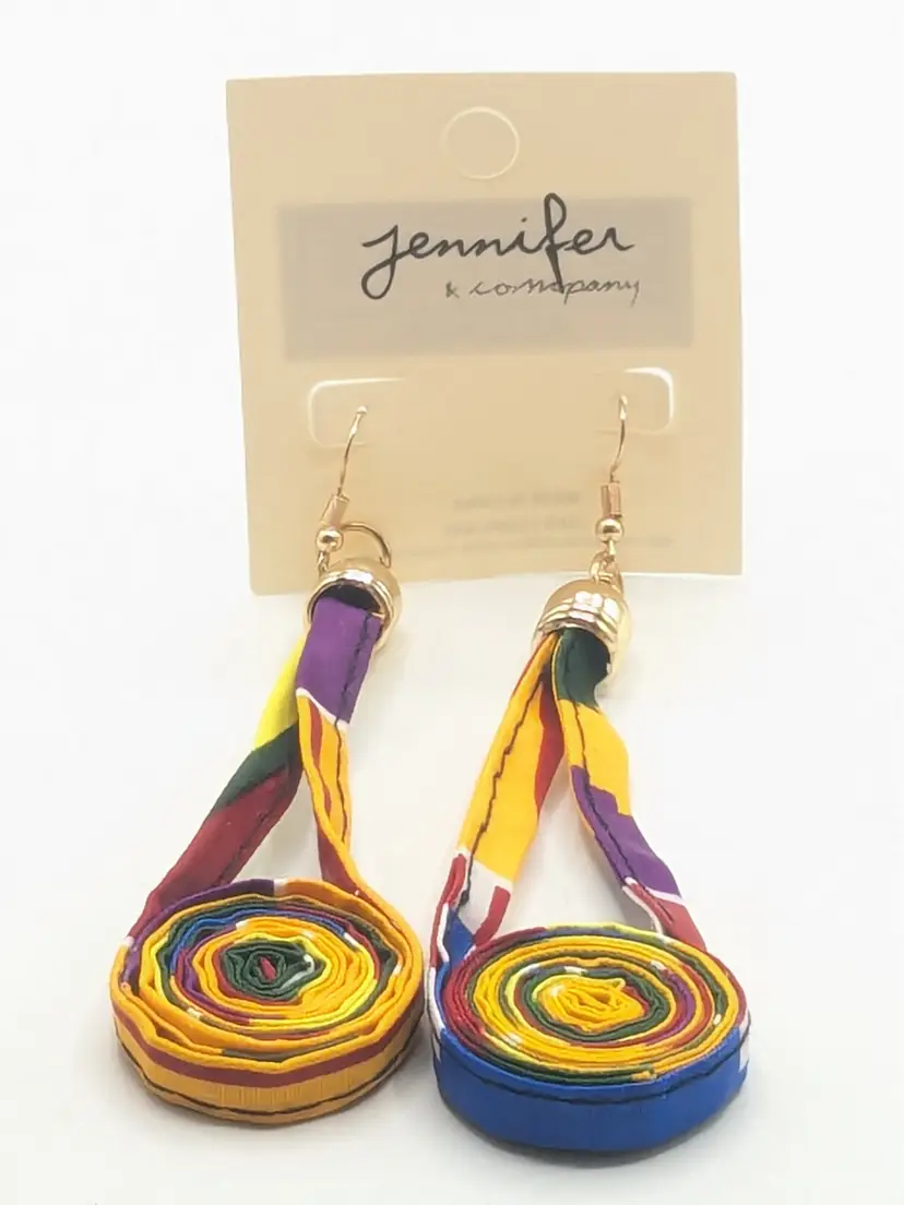 Jennifer & Company Colorful Fabric Pierced Earrings NWT