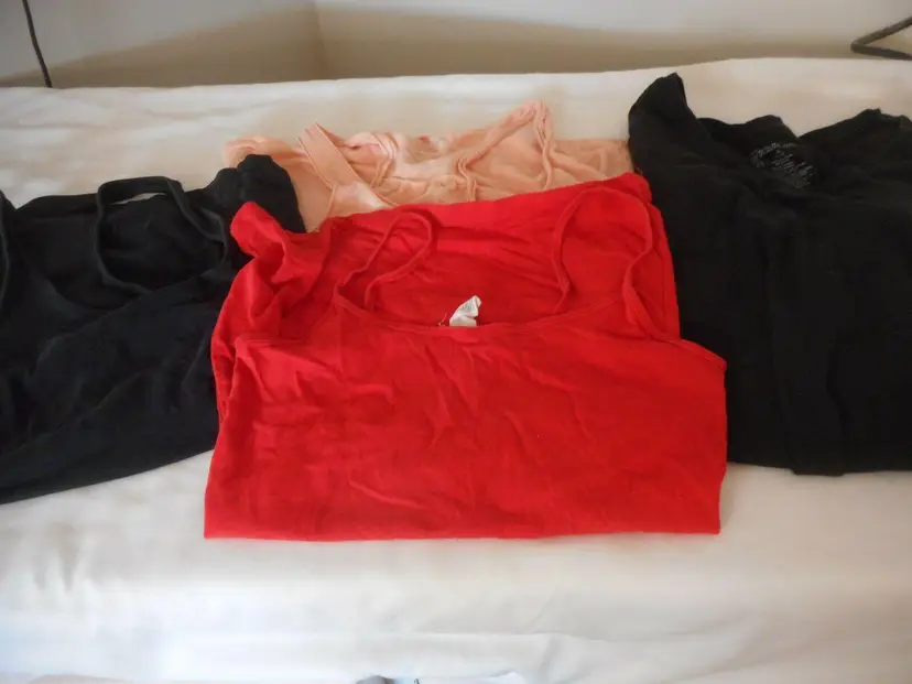 Lot of 4 cotton/blend knit shirts cami muscle long sleeve t