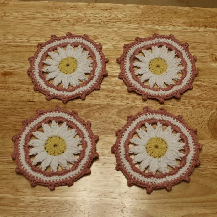 Set of 4 Sunflower Coasters - Handmade by me