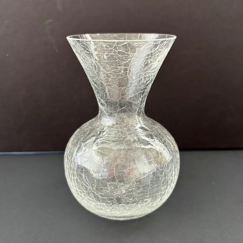 Crackle Glass Cottagecore Bud Vase Decorative Shabby Decor Vintage