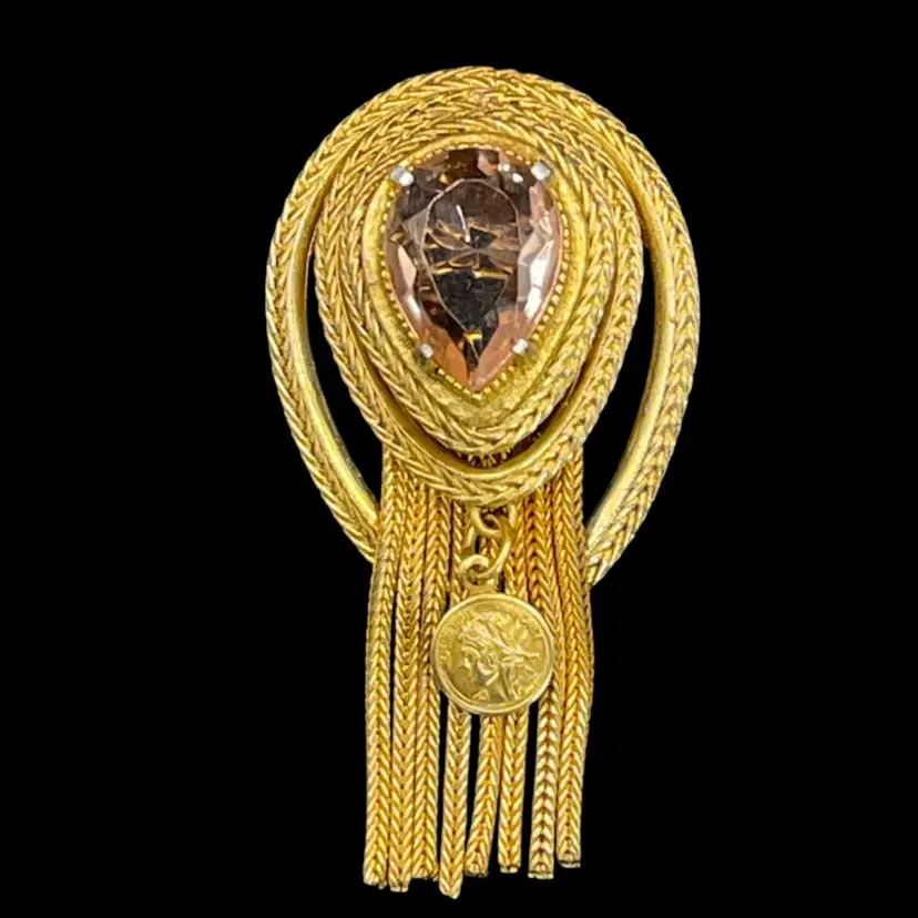 Vintage Florenza Etruscan Revival Tassel Brooch/Pendant