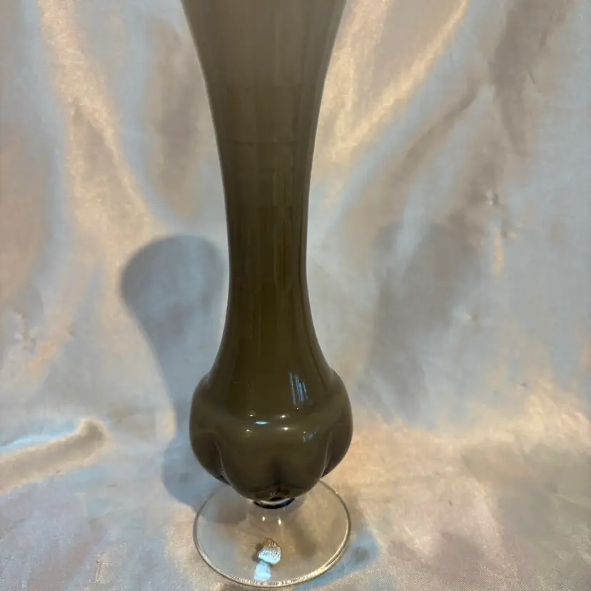 Smokey gray white footed Flower vase Original Made Italy Sticker