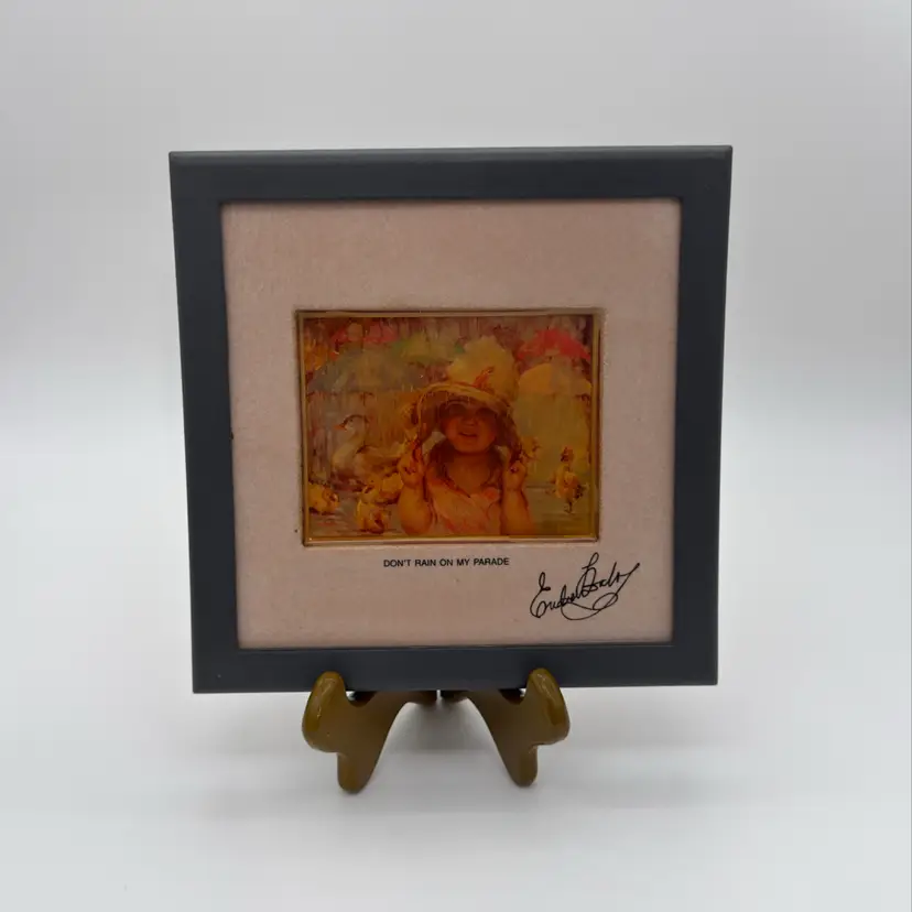 Don’t Rain On My Parade Framed Terracotta Art Tile By Endre Szabo Vintage 1987