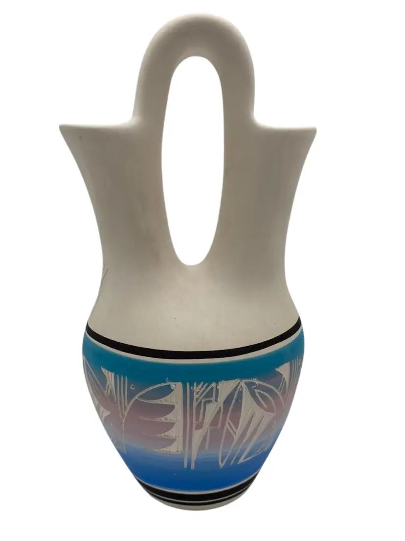 Vintage Native American Ute Folk Art, Mesa Verde Pottery Wedding Vase, Signed