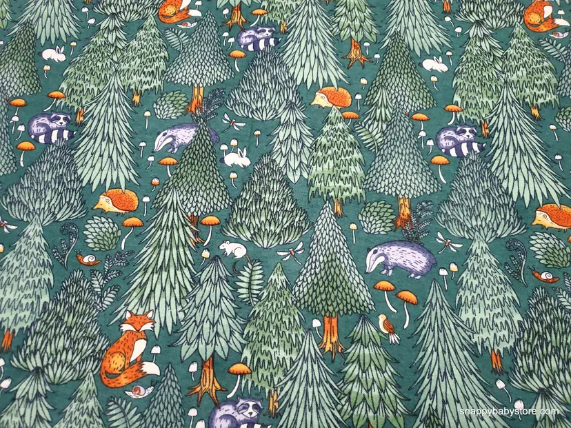 Woodland Animals and Trees Flannel Fabric Remnant - 100% Cotton - Choose Size - Soft Craft & Quilting Fabric