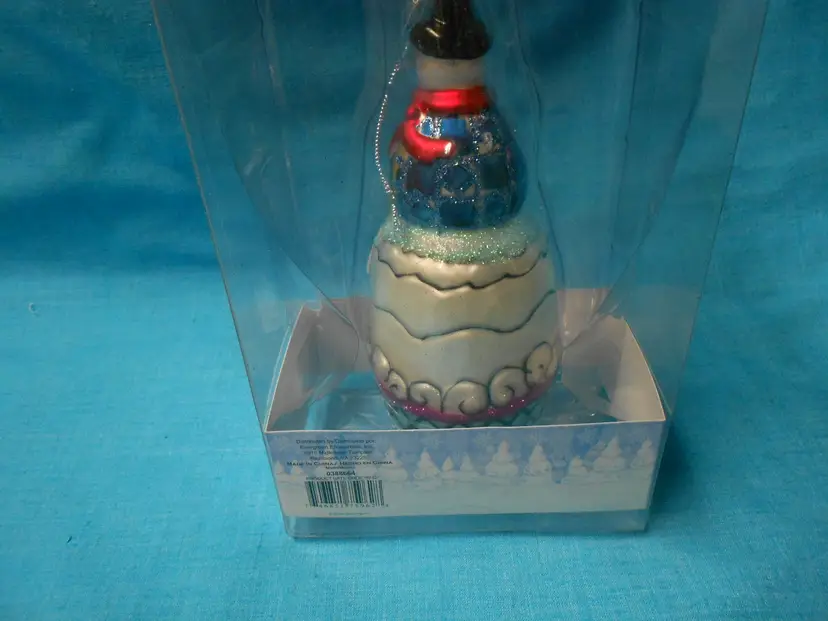 Jim Shore 'Dash Away' Blown Glass Snowman Christmas Tree Ornament Factory Sealed