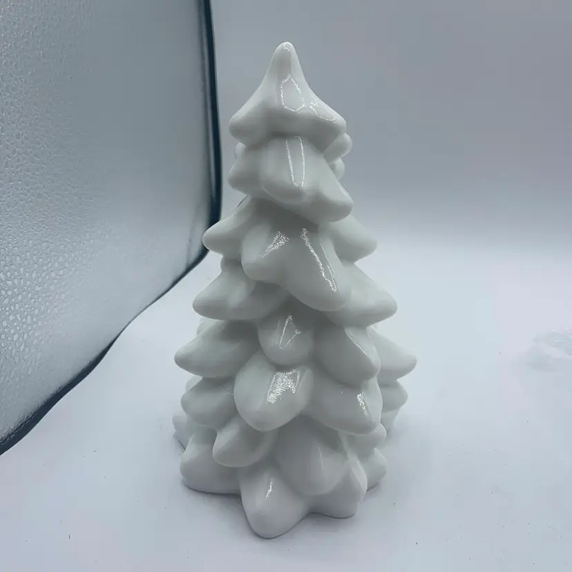 08-Mosser 8” White Milk Glass Christmas Tree