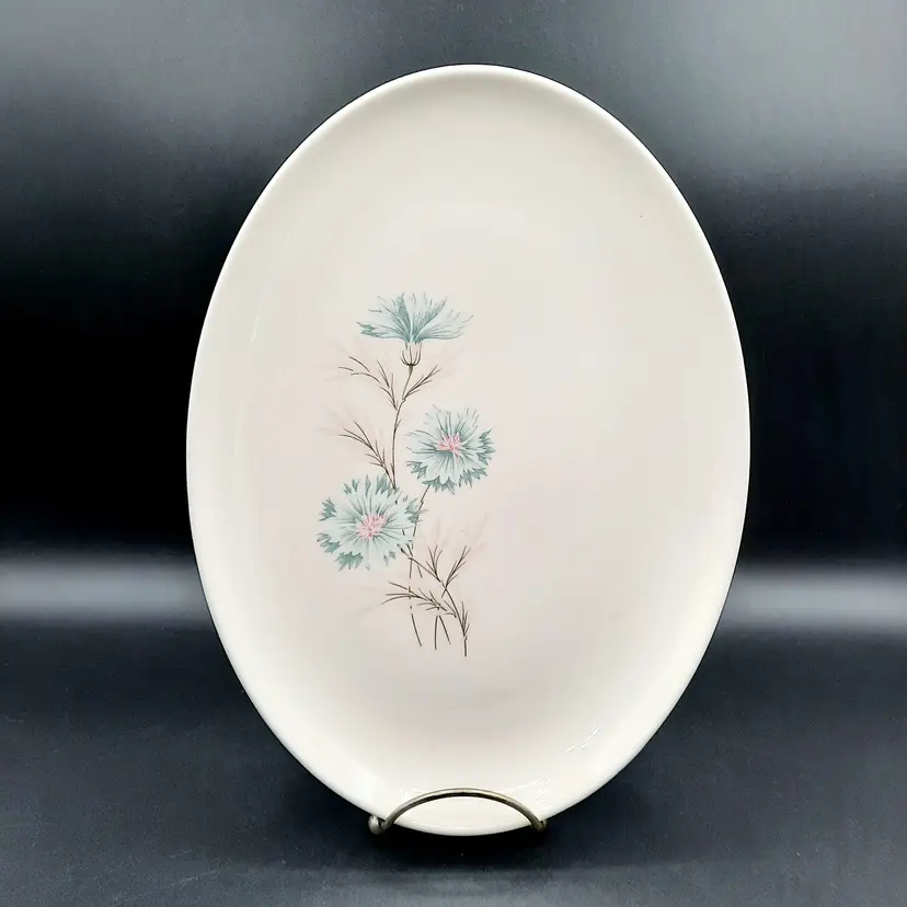 Vintage Blue Flowers Ever Yours Boutonniere Oval Serving Tray Taylor Smith & Taylor