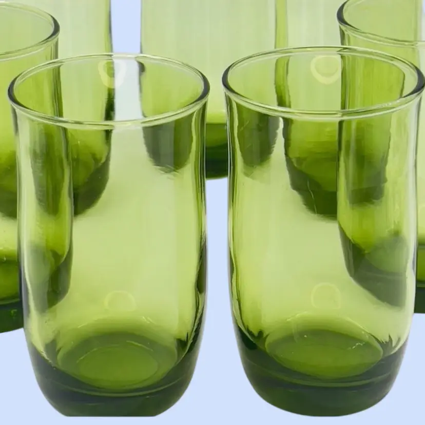 #417- Vintage Juice Glass 6pc Set By Libbey Green
