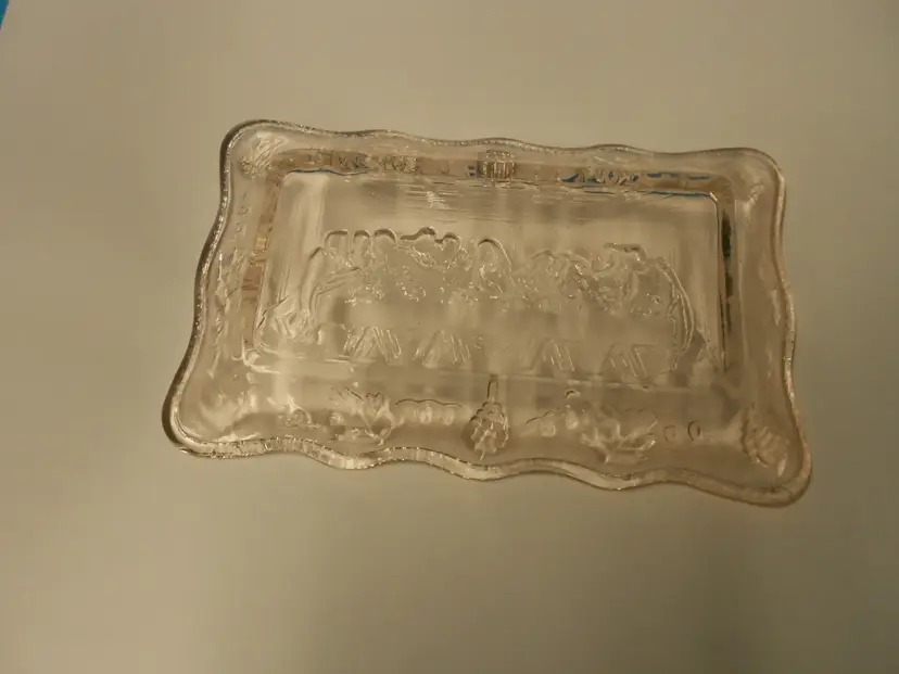 Vtg Indian Glass Small Tray Plate The Last Supper Pink Orange Dish