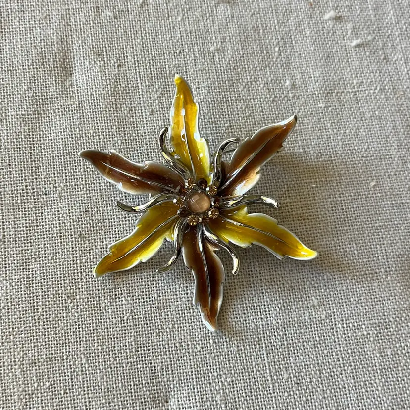 Enamel Flower Brooch