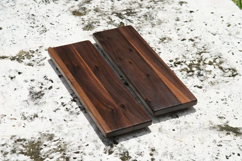 Pair of walnut serving trays (each 6" x 18" x 1.5")