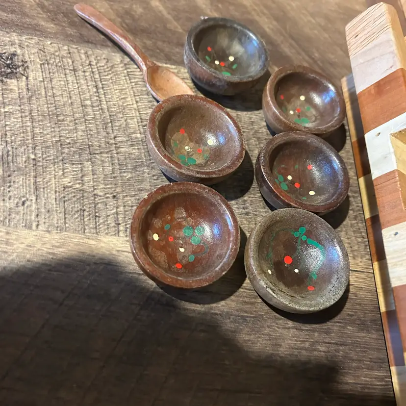 Small Wooden Bowels With One Spoon