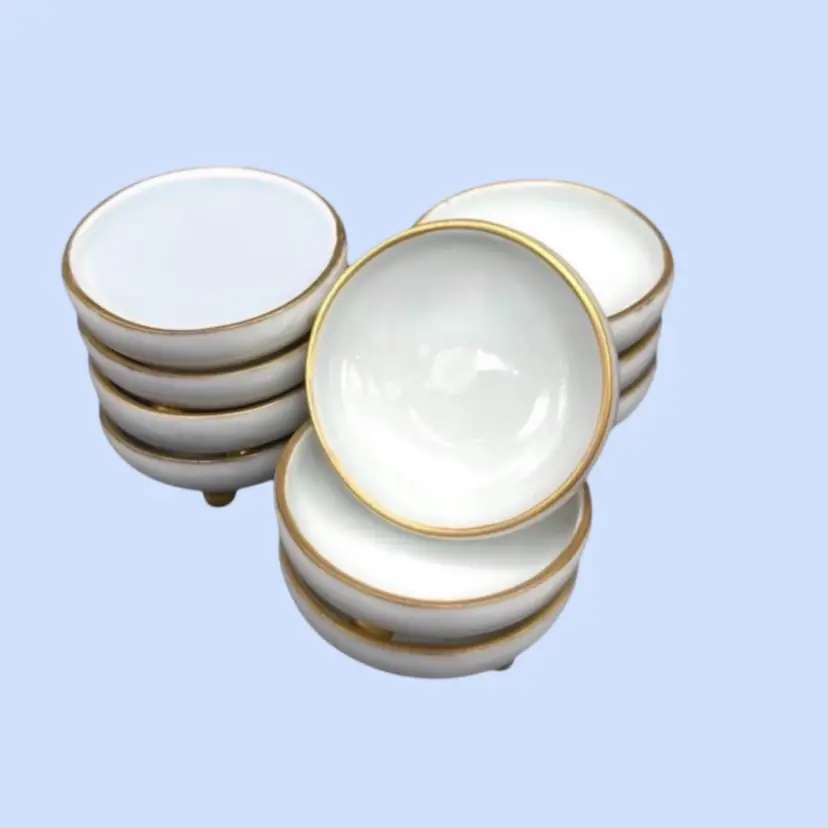 #074- Antique  Salt Cellars 10pc By O & E. G. Royal Austria Bohemia Oscar and Edgar Gutherz Manufacturerers Bohemia Limoges, France