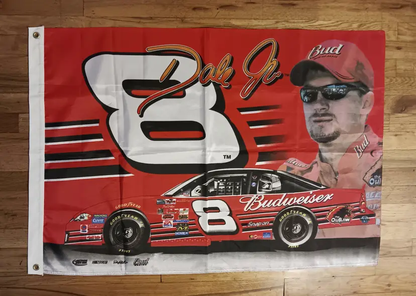 Vintage Dale Earnheardt #8 Budweiser Nascar Flag DEI Era Racing Banner