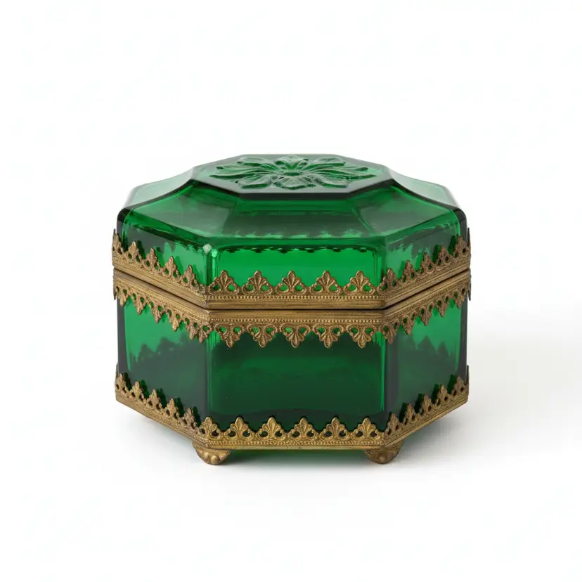 Vintage Emerald Trinket Box - Free Shipping