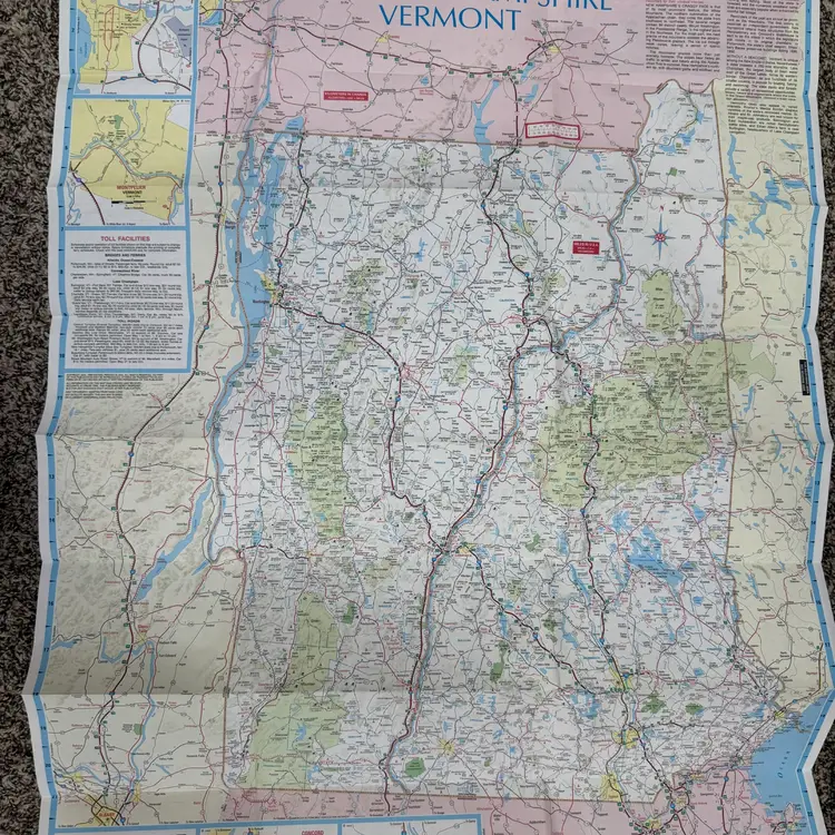 Map - Maine, New Hampshire, Vermont 1996 Vintage