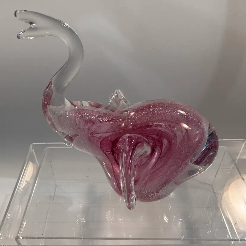 Pink Gold Aventurine Art Glass Elephant