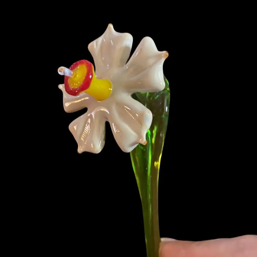 #05- Just In From Ukraine 9 Inch Hand Blown Glass Flowers As Pictured