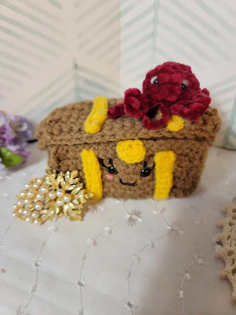 Crocheted Treasure chest of goodies!!