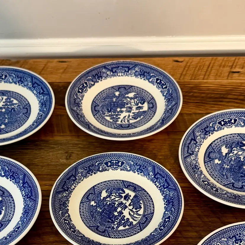🎀🌹 Blue & White “Blue Willow” Set Of 5 Saucers
