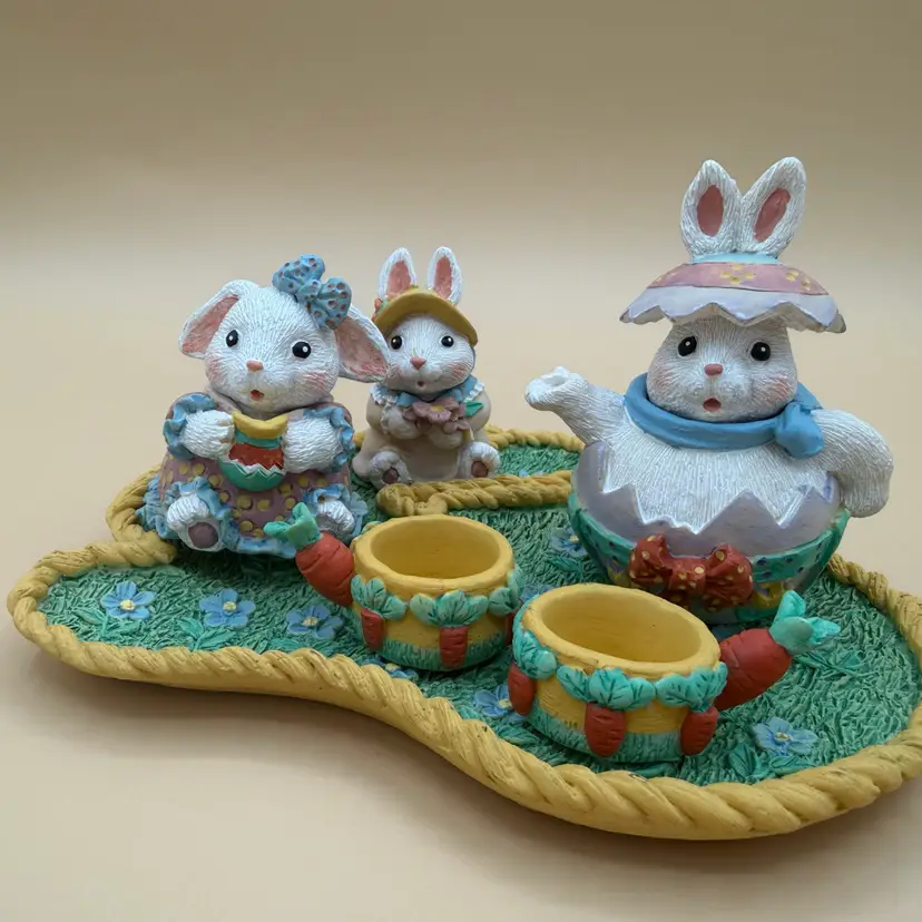 Mini Bunny Tea Set Resin