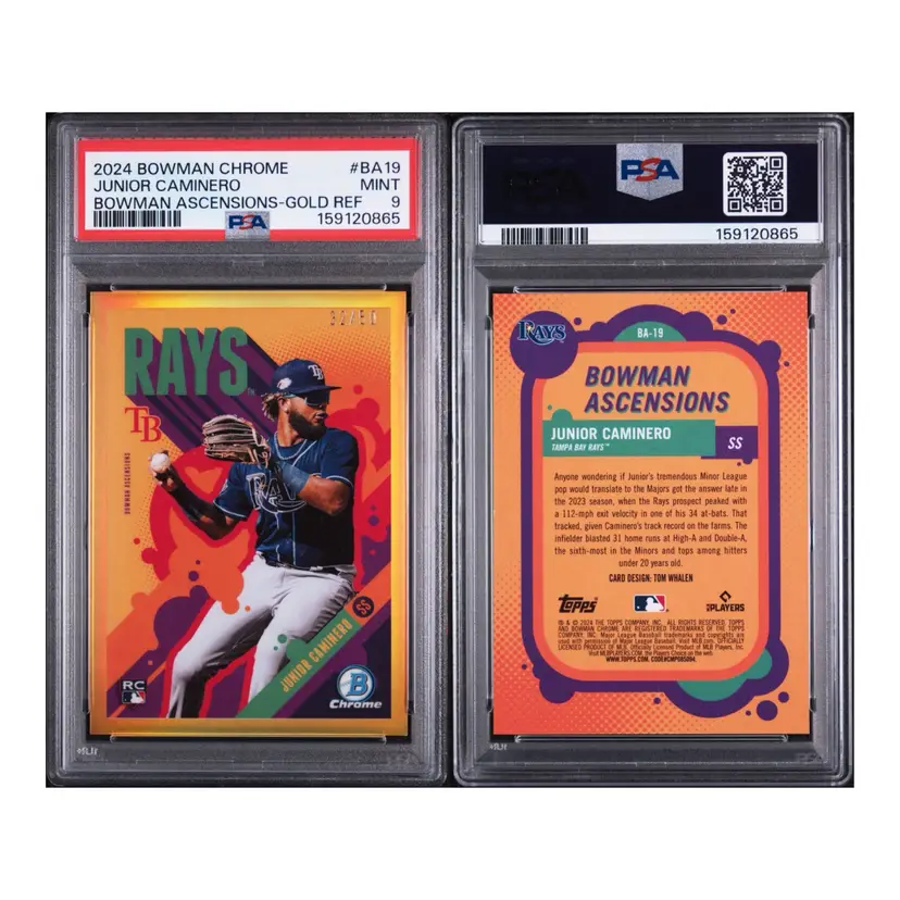 Junior Caminero 2024 Bowman Chrome Ascensions Gold Refractor /50 RC #BA-19 Tampa Bay Rays