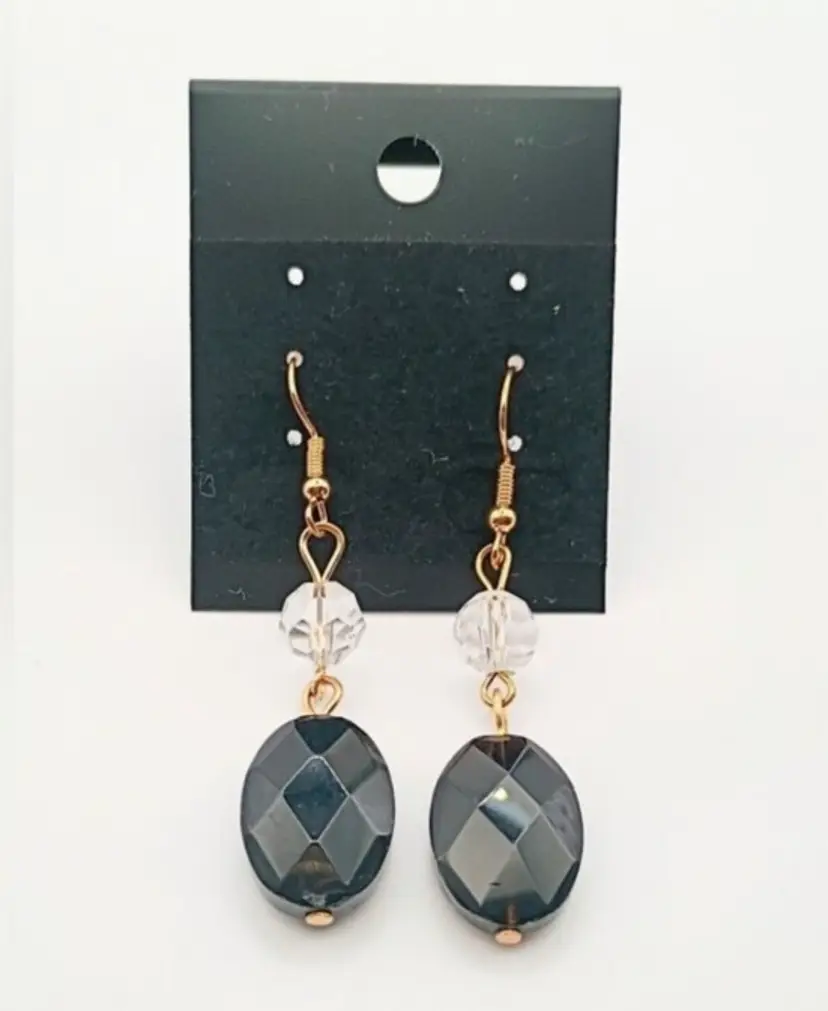 Black Crystal Teardrop Dangle Earrings